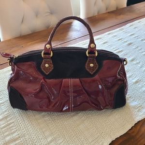 Claudia Firenze Red Leather, Fur Accent Purse